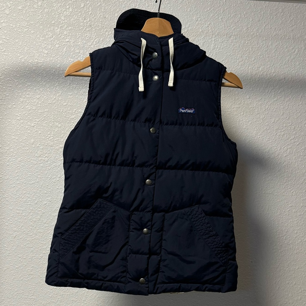 Penfield Navy button up puffer hooded vest